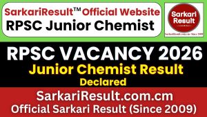 RPSC Junior Chemist Result 2026 Out