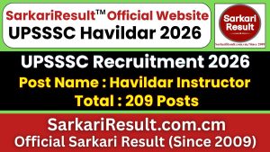 UPSSSC Havildar Instructor Recruitment 2026