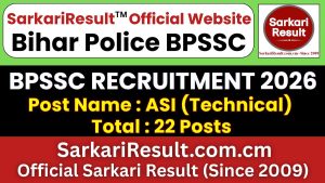 Bihar Police BPSSC ASI (Technical) Recruitment 2026