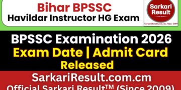 BPSSC Bihar Police Havildar Instructor Home Guard Admit Card 2026