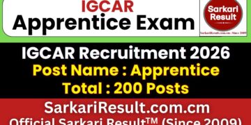 IGCAR Trade Apprentice Recruitment 2026