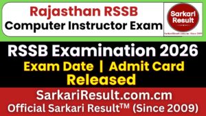 RSSB Computer Instructor Admit Card 2026